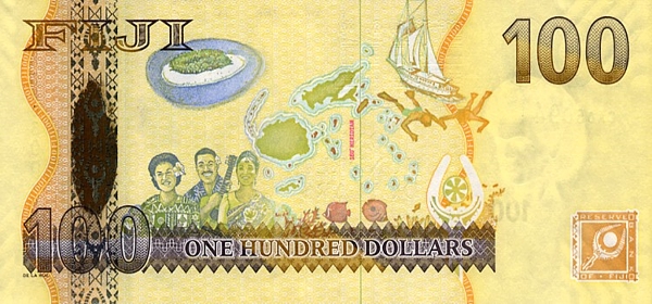Купюра номиналом 100 фиджийских долларов, обратная сторона